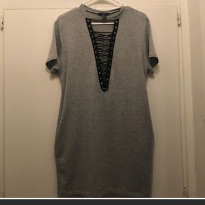 Lace Up T Shirt Dress